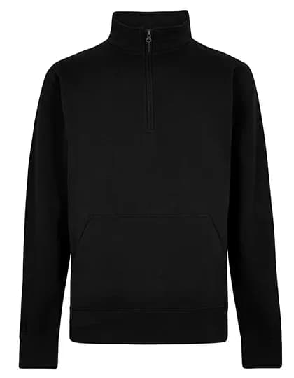 Regular Fit 1/4 Zip Pique Sweatshirt - Black