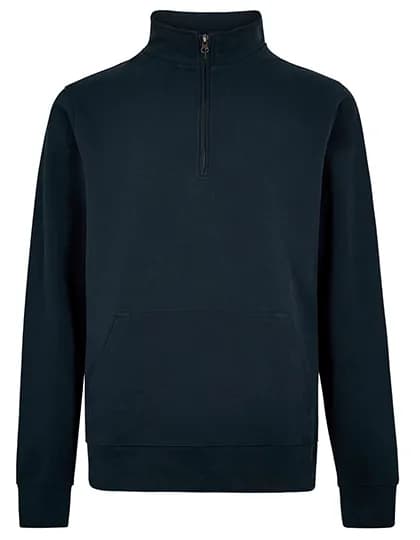 Regular Fit 1/4 Zip Pique Sweatshirt - Navy