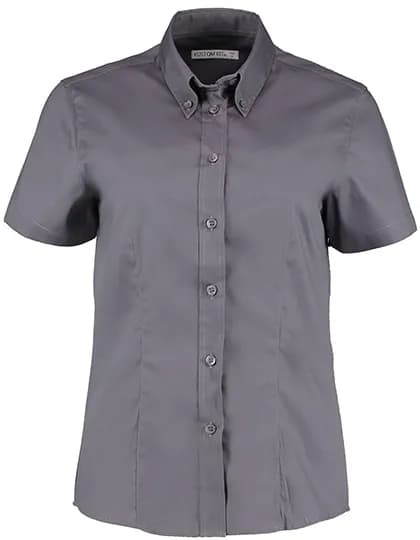 Women´s Tailored Fit Corporate Oxford Shirt Short Sleeve - Charcoal