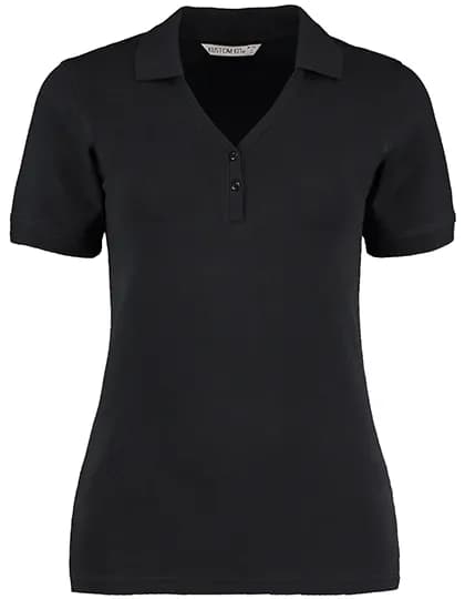 Regular Fit Comfortec® V Neck Polo - Black