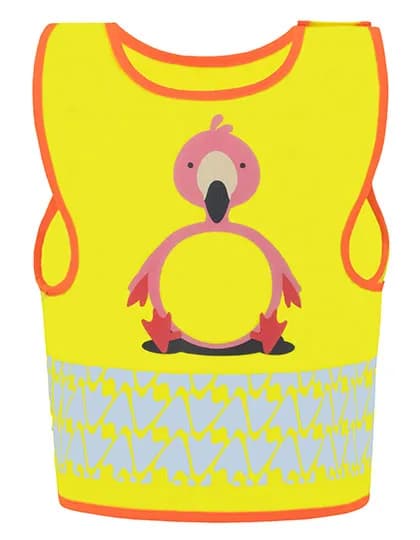 Childrens Safety Vest Funtastic Wildlife CO² Neutral - Flamingo Yellow