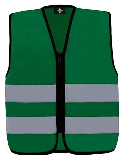 Kids´ Hi-Vis Safety Vest With Front Zipper Aalborg - Forest Green