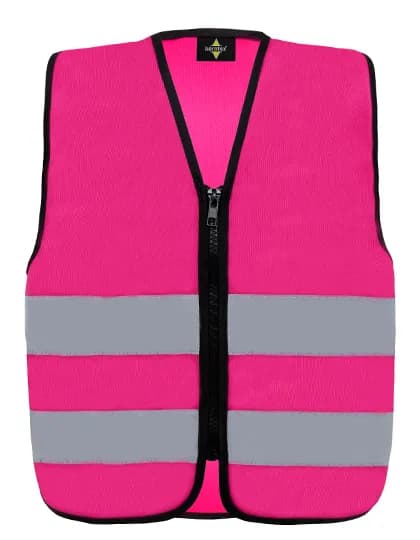 Kids´ Hi-Vis Safety Vest With Front Zipper Aalborg - Magenta
