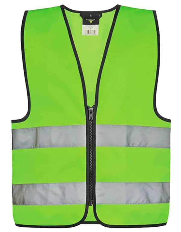 Kids´ Hi-Vis Safety Vest With Front Zipper Aalborg - Neon Green