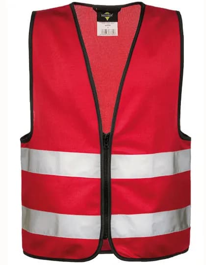 Kids´ Hi-Vis Safety Vest With Front Zipper Aalborg - Red