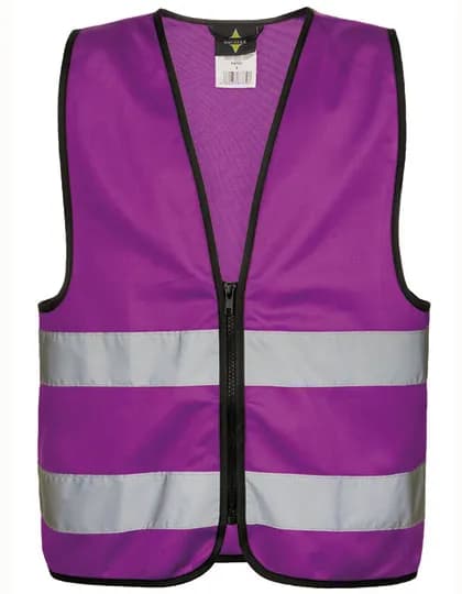 Kids´ Hi-Vis Safety Vest With Front Zipper Aalborg - Violett