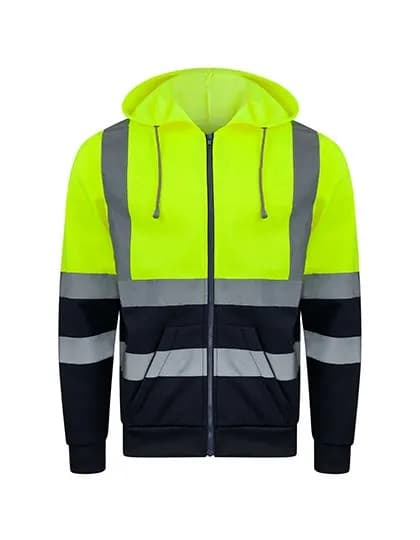 Hi-Vis Workwear Hooded Sweat-Jacket Galway - Signal Yellow/Navy