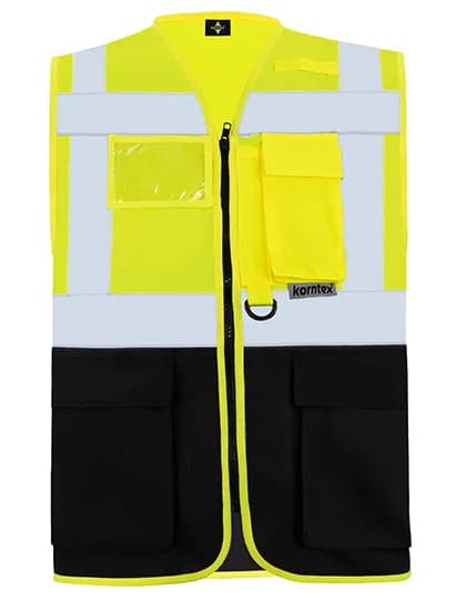 Executive Multifunctional Safety Vest Berlin - Signal Yellow/Black