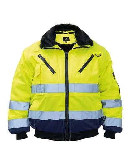Robust 4-in-1 Hi-Vis Pilot Jacket Oslo - Signal Yellow/Navy