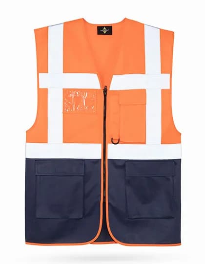 CO² Neutral Multifunctional Executive Safety Vest Hamburg - Signal Orange/Navy