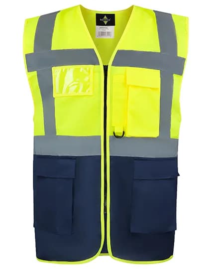 CO² Neutral Multifunctional Executive Safety Vest Hamburg - Signal Yellow/Navy