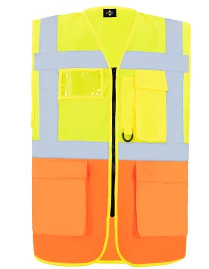 CO² Neutral Multifunctional Executive Safety Vest Hamburg - Signal Yellow/Signal Orange
