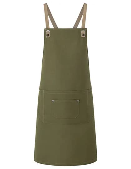 Latzschürze Urban-Nature mit Kreuzbändern und großer Tasche - Moss Green (ca. Pantone 7764C)