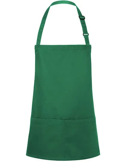 Kurze Latzschürze Basic mit Schnalle und Tasche - Forest Green (ca. Pantone 554C)