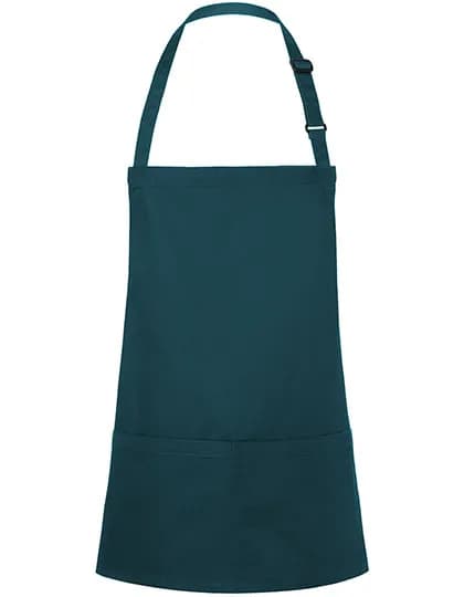 Kurze Latzschürze Basic mit Schnalle und Tasche - Pine Green (ca. Pantone 4189C)