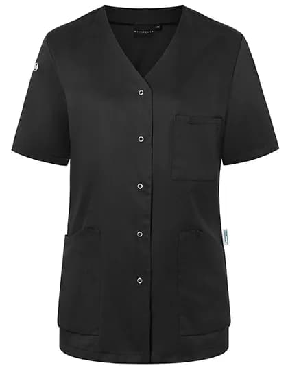 Kurzarm Damenkasack Essential - Black (ca. Pantone 419C)