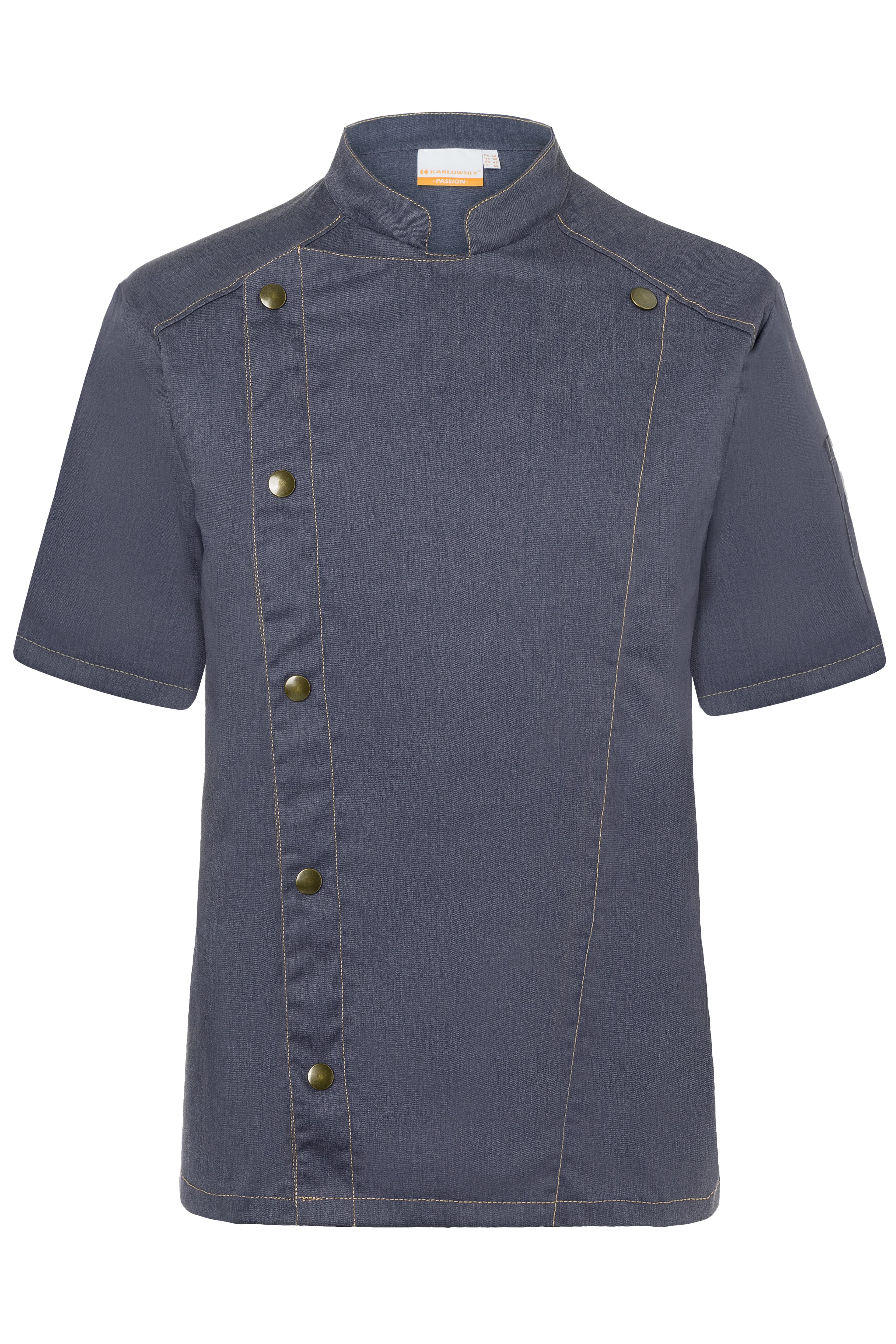 Kurzarm Kochjacke Jeans-Style - Vintage Black (ca. Pantone Cool Grey11C)