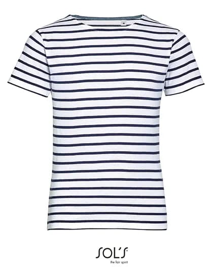 Kids´ Round Neck Striped T-Shirt Miles - White/Navy
