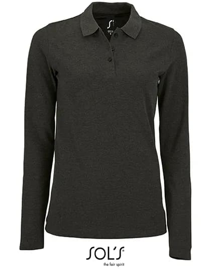 Women´s Long-Sleeve Piqué Polo Shirt Perfect - Charcoal Melange