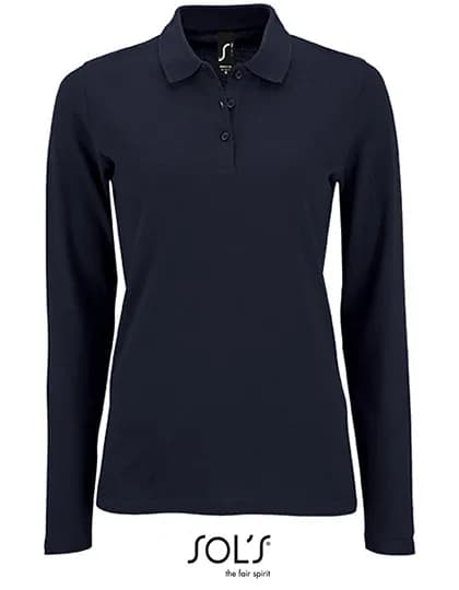 Women´s Long-Sleeve Piqué Polo Shirt Perfect - French Navy