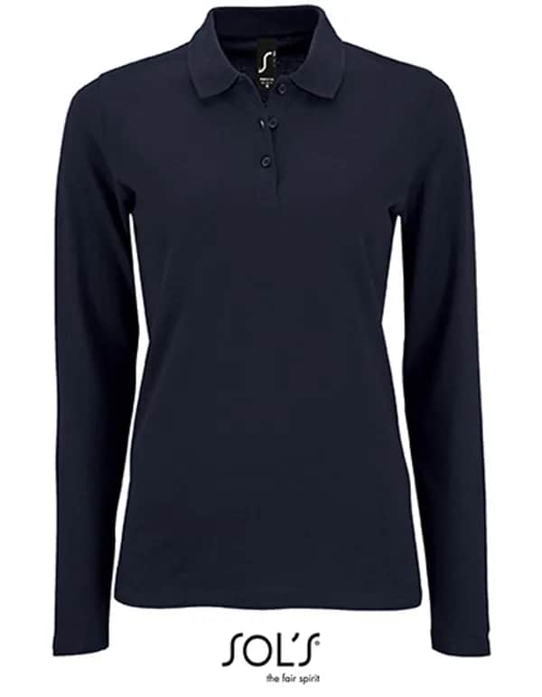 Women´s Long-Sleeve Piqué Polo Shirt Perfect - French Navy