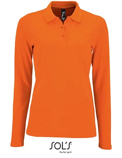Women´s Long-Sleeve Piqué Polo Shirt Perfect - Orange