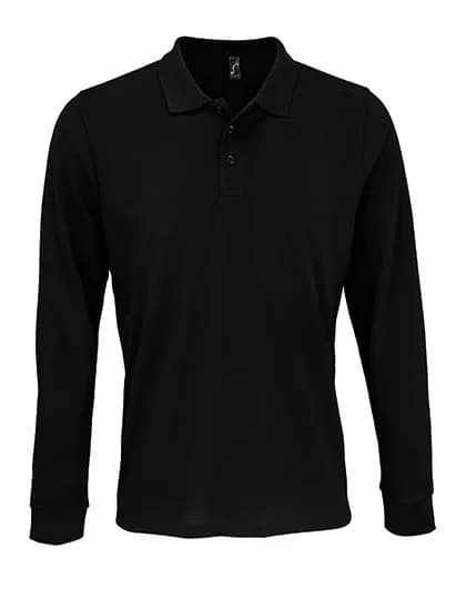 Unisex Long Sleeve Polycotton Polo Shirt - Black
