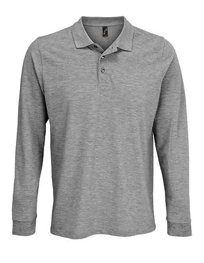 Unisex Long Sleeve Polycotton Polo Shirt - Grey Melange
