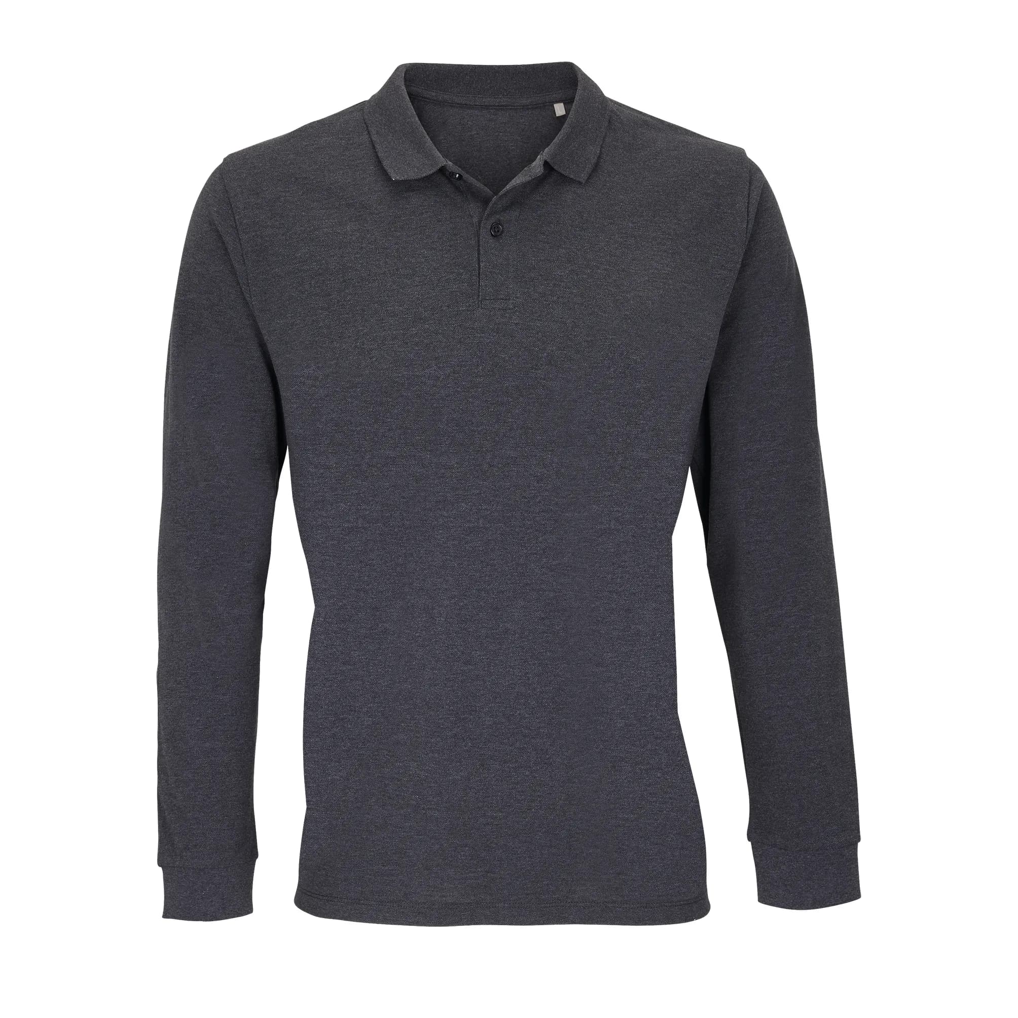 Unisex Long Sleeve Polo Shirt Planet - Charcoal Melange