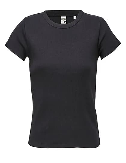 Women´s Ribbed T-Shirt Sara - Deep Black