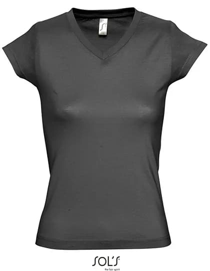 Women´s V-Neck-T-Shirt Moon - Dark Grey (Solid)