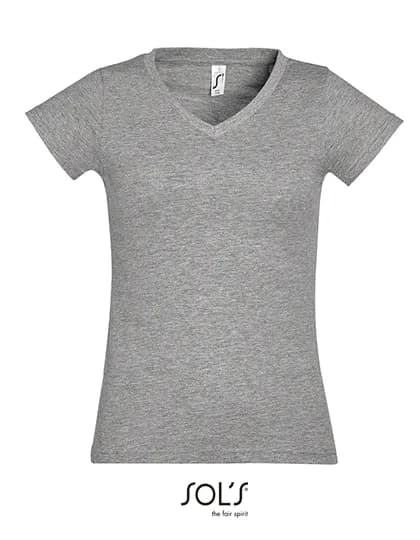Women´s V-Neck-T-Shirt Moon - Grey Melange