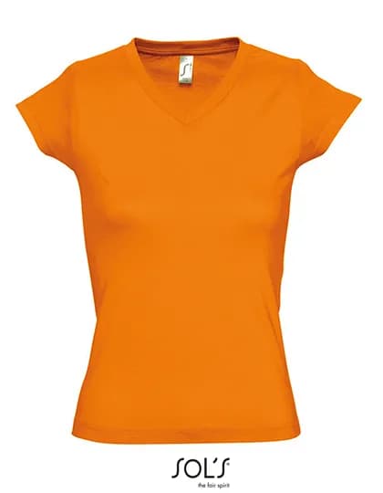 Women´s V-Neck-T-Shirt Moon - Orange