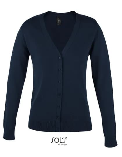 Women´s Golden V-Neck Knitted Cardigan - Navy