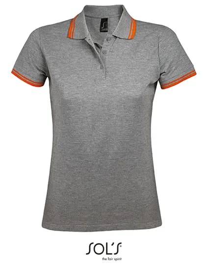 Women´s Polo Shirt Pasadena - Grey Melange/Orange