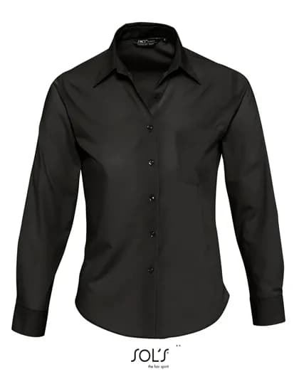 Popeline-Blouse Executive Long Sleeve - Black