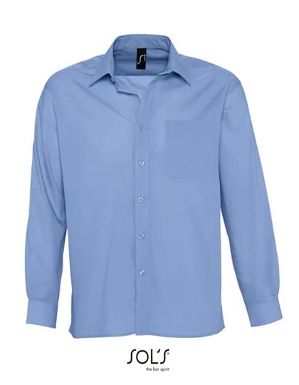 Popeline-Shirt Baltimore Long Sleeve - Middle Blue