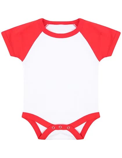 Essential Short Sleeved Baseball Bodysuit - White/Red