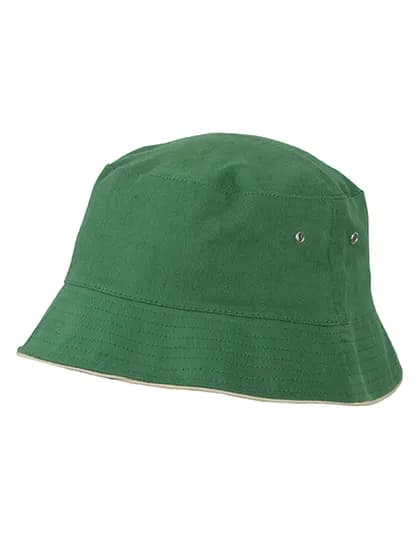 Fisherman Piping Hat - Dark Green/Beige