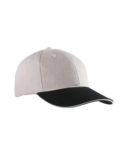 6-Panel Sandwich Cap - Light Grey/Black/Light Grey
