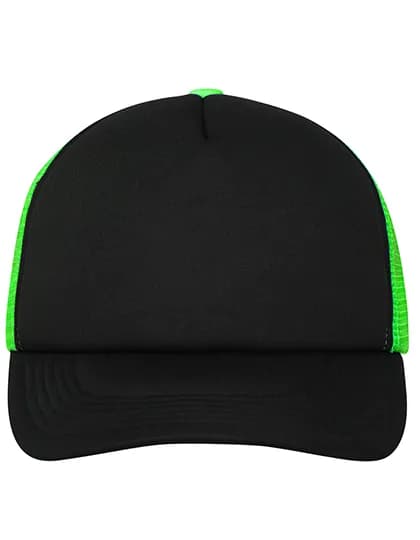 5-Panel Polyester Mesh Cap - Black/Neon Green