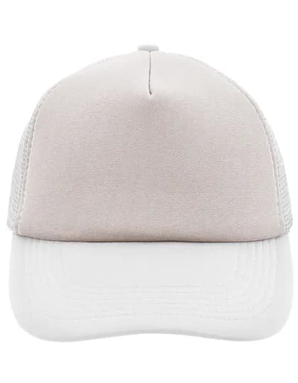 5-Panel Polyester Mesh Cap - Light Grey/White