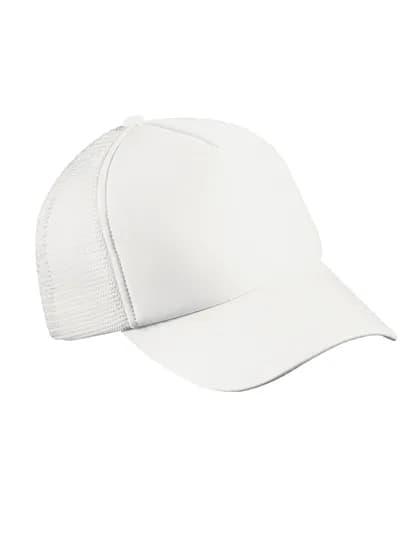 5-Panel Polyester Mesh Cap - White