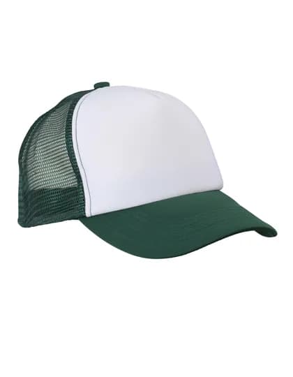 5-Panel Polyester Mesh Cap - White/Dark Green