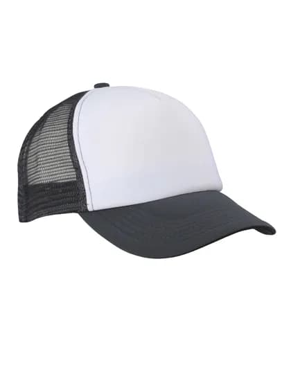 5-Panel Polyester Mesh Cap - White/Graphite