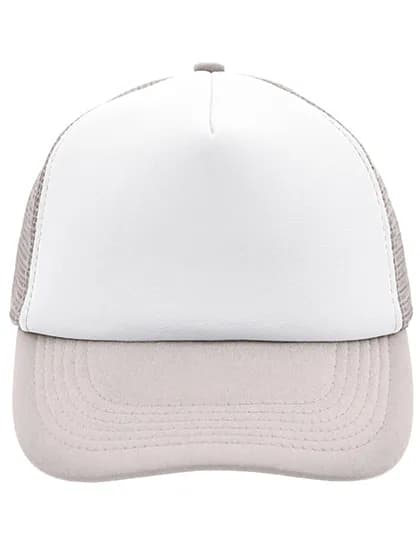 5-Panel Polyester Mesh Cap - White/Light Grey