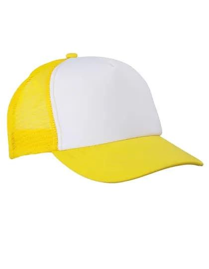 5-Panel Polyester Mesh Cap - White/Sun Yellow