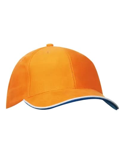 6 Panel Double Sandwich Cap - Orange/White/Royal