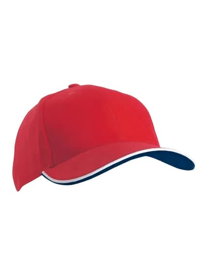 6 Panel Double Sandwich Cap - Red/White/Navy