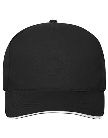 5 Panel Sandwich Cap Bio Cotton - Black/White